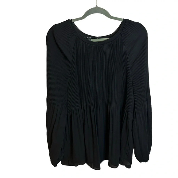 ALFANI BLACK PLEATED BLOUSE - Picture 1 of 4